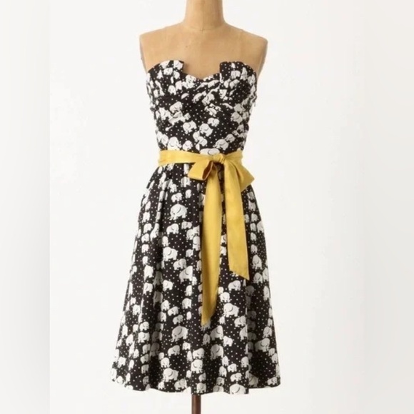 Anthropologie Porridge strapless linen elephant print dress - Picture 4 of 4